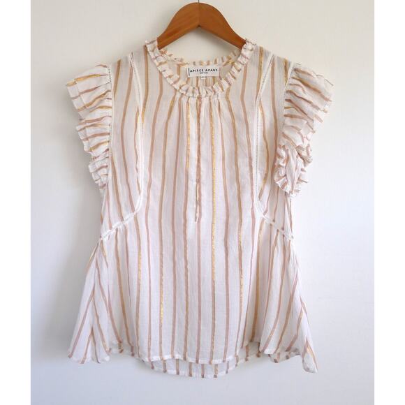 APIECE APART Maria Del Mar Flutter Sleeve Blouse Cotton Gauze Farfetch 2 $245 - Picture 1 of 6